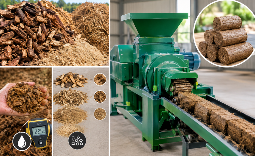 How Biomass Briquette Machine Efficiency Depends on Raw Material Moisture and Particle Size